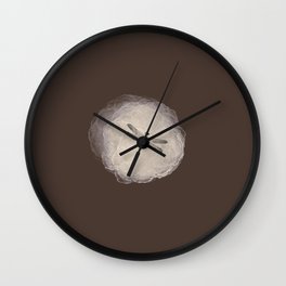 Sketched Dragonfly and Watercolor Brush Stroke on Dark Brown Wall Clock