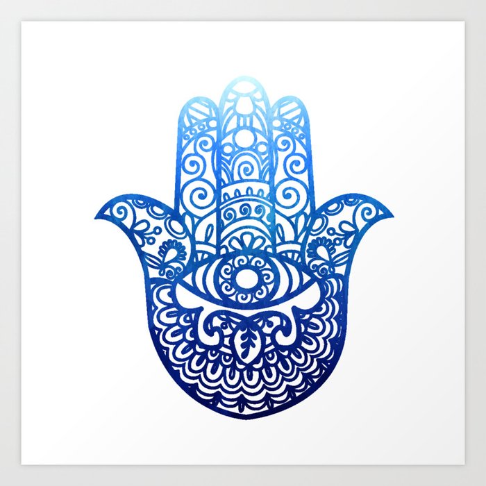 Blue Hamsa Hand of Fatima Art Print by KOOVOX | Society6