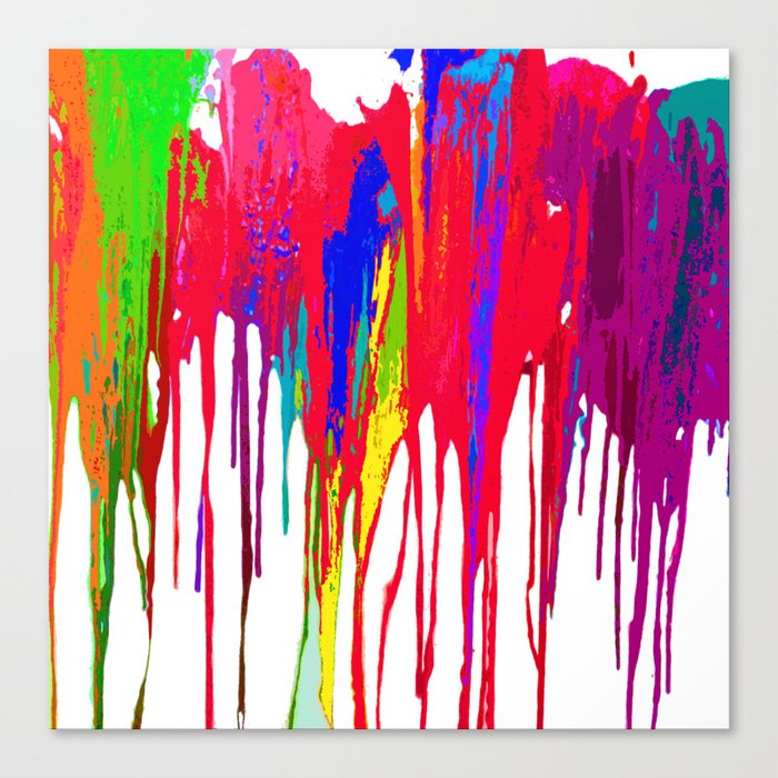 Bright Rainbow Paint Drips Canvas Print By Melissapolomsky Society6