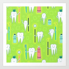 Dental Hygienist Teeth and Tools of the Trade Art Print