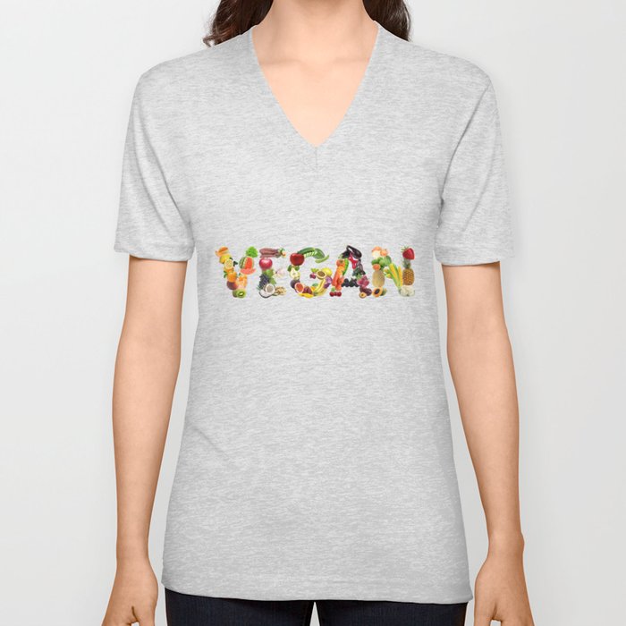 VEGAN FRUITS AND VEGGIES V Neck T Shirt