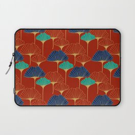 Gingko Biloba Leaves Abstract Pattern (red Background) Laptop Sleeve