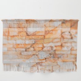 Retro style background or texture in double exposure. The stonewall from old orange bricks.  Wall Hanging