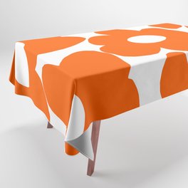 Orange Retro Flowers White Background #decor #society6 #buyart Tablecloth