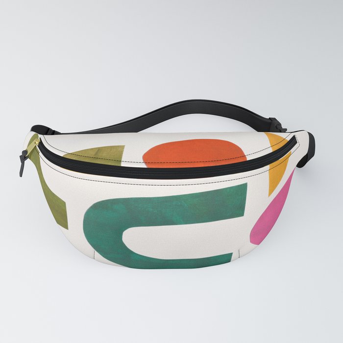 'Summer Pool' by Ejaaz Haniff Minimalist Minimal Colorful Paper Collage Shapes Pattern Mid Century Retro Vintage Style Fanny Pack