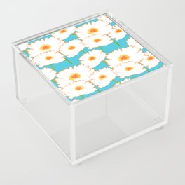 Modern White Peony Flowers On Turquoise Acrylic Box