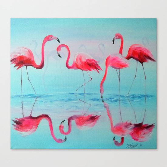 Flamingo at sunset Canvas Print