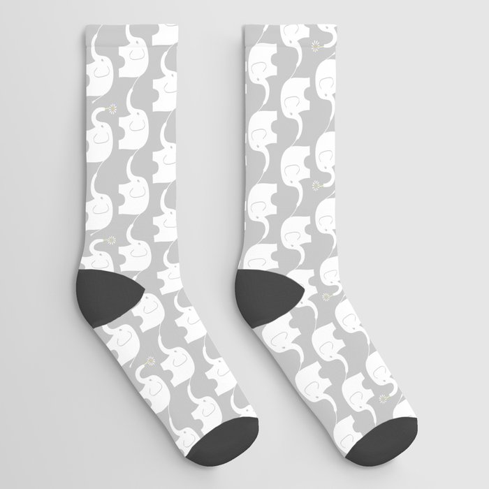 Elephant Parade on Grey Socks