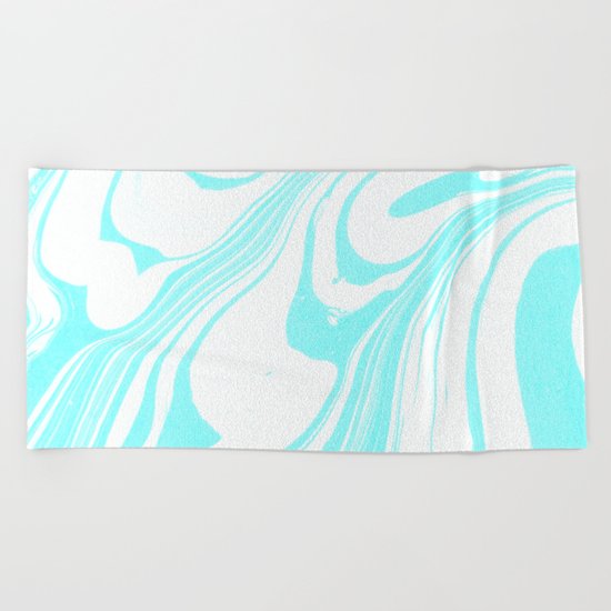 Blue Ink Swirl Marble Beach Towel