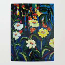 Garden Joy Abstract Flowers in Acrylic Poster