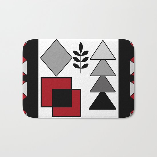 Ethnic pattern in red-black-white colors Bath Mat