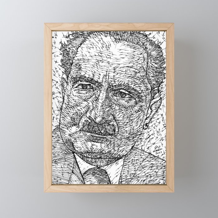 MARTIN HEIDEGGER ink portrait .1 Framed Mini Art Print