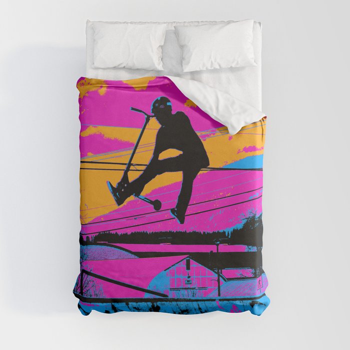 Lets Fly!  - Stunt Scooter Duvet Cover