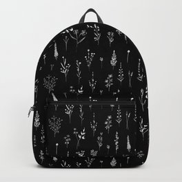 Black wildflowers Backpack | Curated, Pattern, Digital, Female, Minimal, Plants, Drawing, Wildflowers, Spring, Floral 