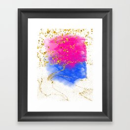 Pink And Blue Ombre With Gold Glitter Framed Art Print