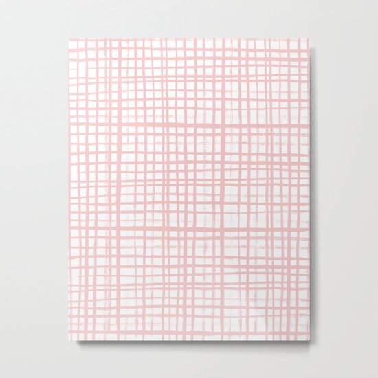 Pantone rose quartz grid pattern print minimal lines cross swiss cross painting hand drawn pastel Metal Print
