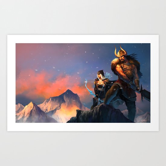 League of Legends-Tryndamere and Ashe Art Print