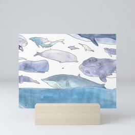 Watercolor Whales Mini Art Print