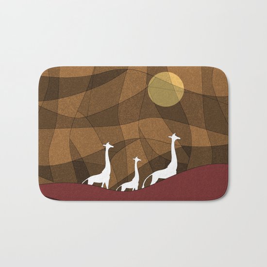 Beautiful warm giraffe family design Bath Mat