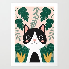 Jungle Cat Black and White Art Print