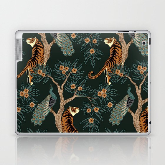 Vintage tiger and peacock Laptop & iPad Skin