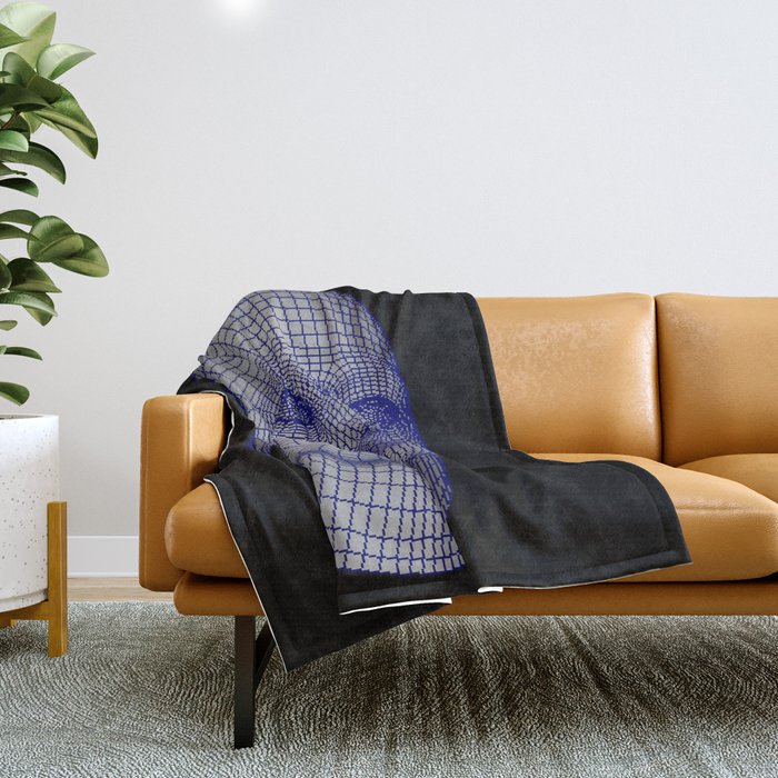 Blue Face Wireframe Throw Blanket