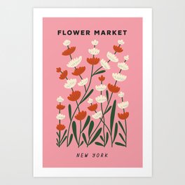 Flower Market Pink Print New York Art Print