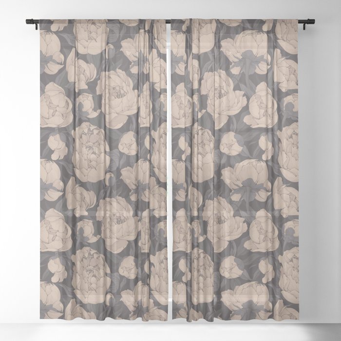 Blooming peonies 2 Sheer Curtain