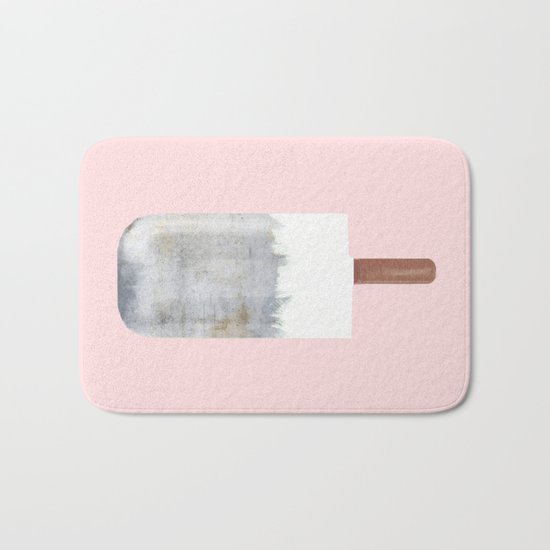 Raw Concrete with White Popsicle Bath Mat