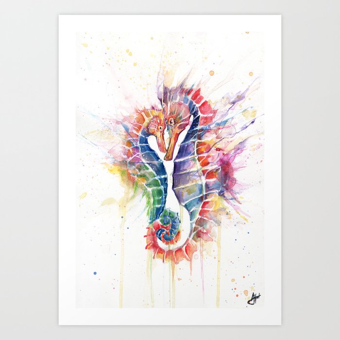 Sanguine Seahorses Art Print