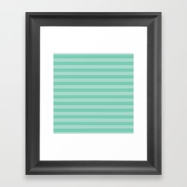 Blue Green Horizontal Summer Cabana Beach Picnic Stripes Framed Art Print