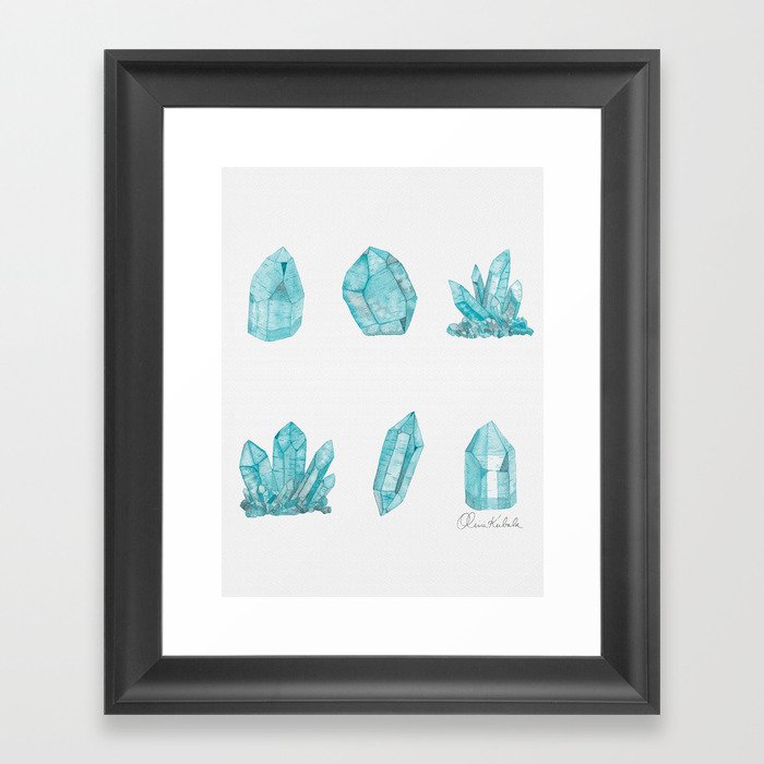 Crystals - Aquamarine Framed Art Print