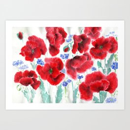 Flowers of the Cornfield Art Print | Landscape, Nature, Painting, Love 