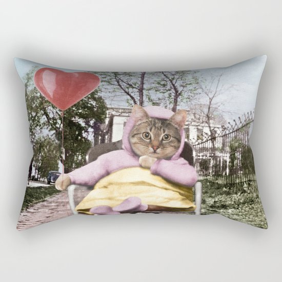 Pretty little Kitty with a heart balloon Rectangular Pillow
