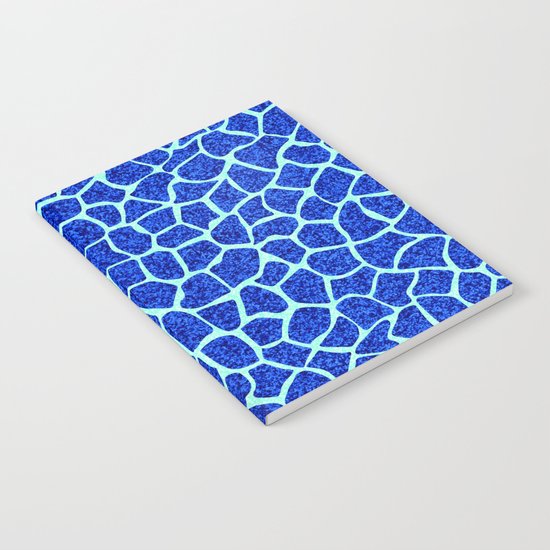 Blue Glitter Giraffe Print Notebook