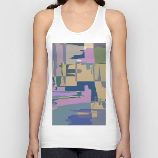 Pale Existence - Abstract, pastel purple, blue, mustard and green painting Unisex Tank Top
