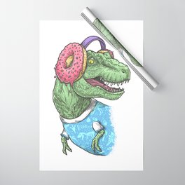 T-rex with headphones Wrapping Paper