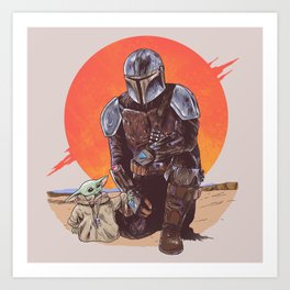 "The Mandalorian and The Child" by Hillary White Art Print