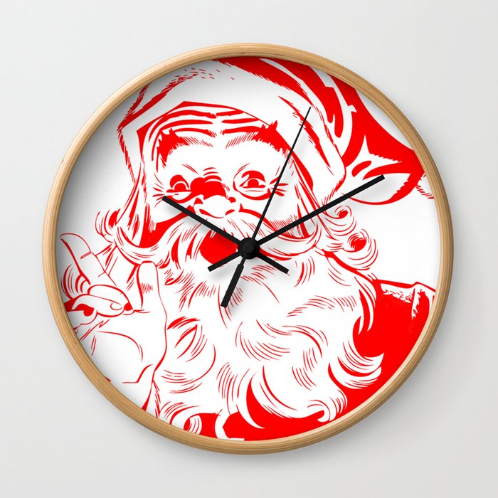 Red Old School Santa (Color) Wall Clock