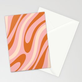 Wavy Loops Abstract Pattern in Retro Blush Pink Orange Cream Stationery Card