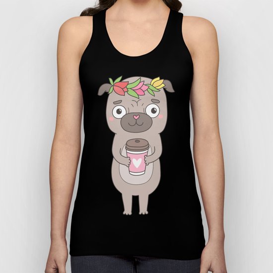 Pug and coffee Unisex Tank Top
