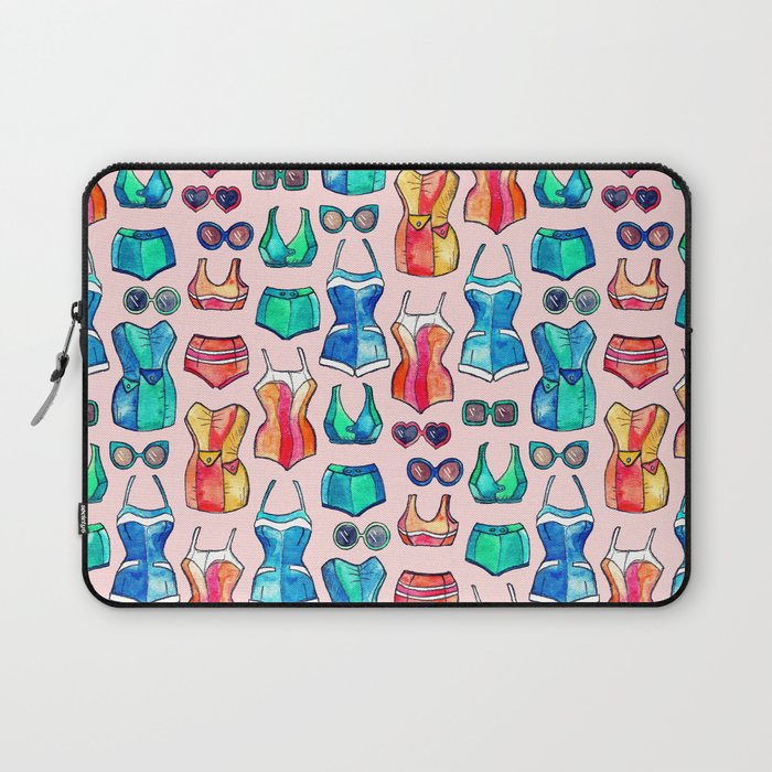 Sixties Swimsuits and Sunnies on blush pink Laptop Sleeve