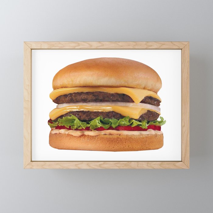 Hamburger - Double Double Cheeseburger,  with lettuce and Onions Framed Mini Art Print