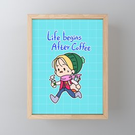 Life begins after coffee Framed Mini Art Print