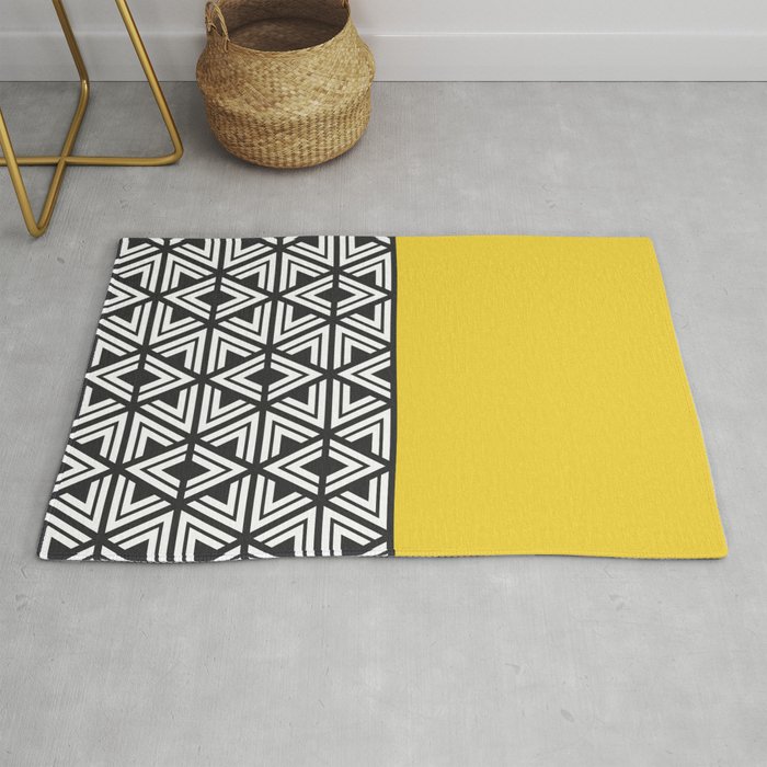 Black White And Yellow Geo Rug By Bluebanana Society6 Yellow Geo Rug By Bluebanana Society6