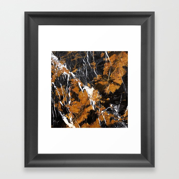 Black and Gold Marble Framed Art Print