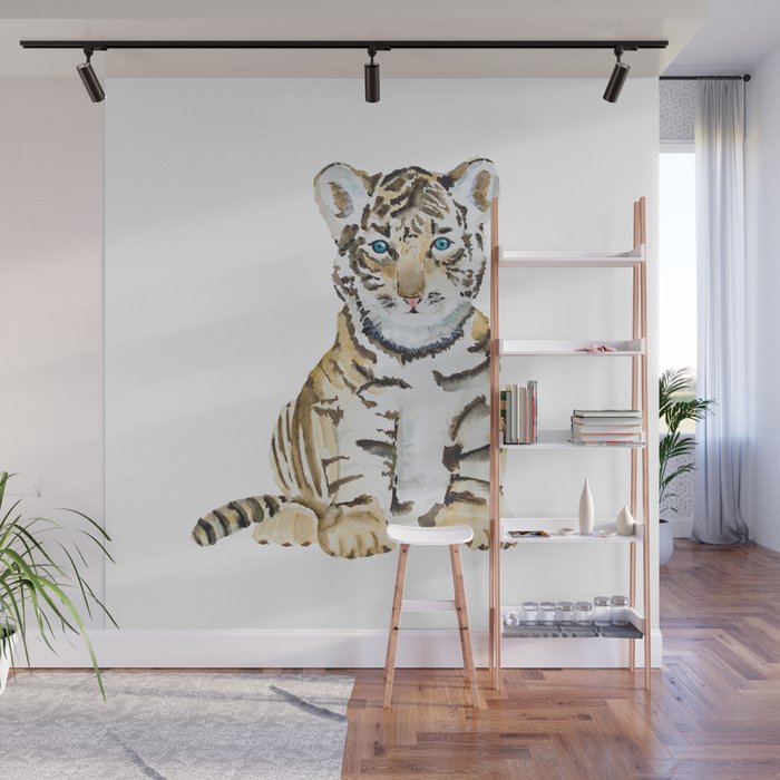 Watercolor Baby Tiger Wall Mural