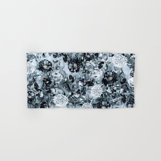 Black Flowers Hand & Bath Towel