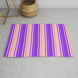 [ Thumbnail: Purple & Pink Colored Stripes/Lines Pattern Rug ]
