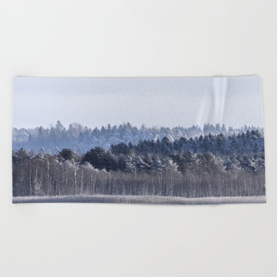 Blue shades in cold winter morning Beach Towel